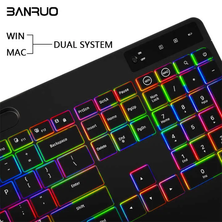 الأكثر مبيعًا من COUSO لوحة مفاتيح وأرجل RGB . COUSO Best Selling RGB Backlit Wireless Dual Mode BT