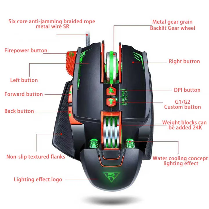ماوس ألعاب سلكي قابل للبرمجة RGB مجاني مع . Free RGB Programmable Wired Gaming Mouse with