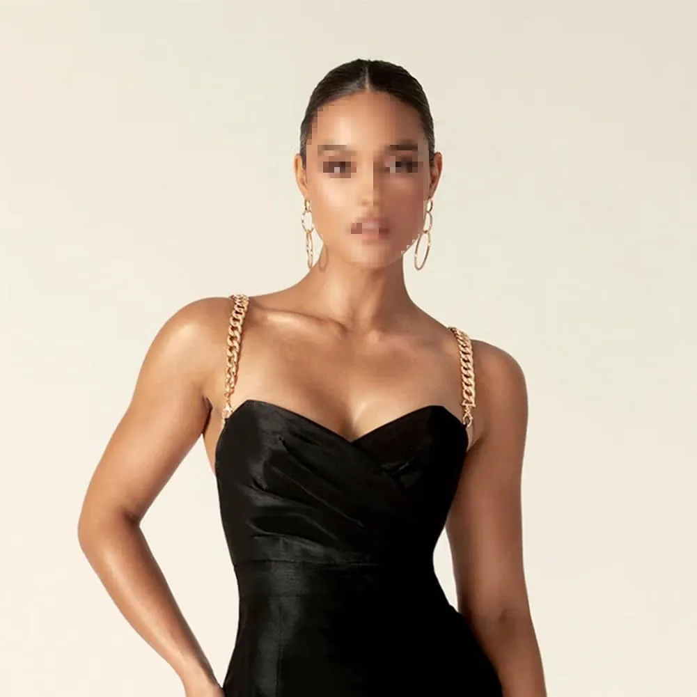 1 Pair Punk Metal Chain Bra Shoulder Straps Sexy Bridal Wedding Bra Straps Invisible Anti-Skid Underwear Straps Removable Party Dress Lingerie Straps (Gold)
