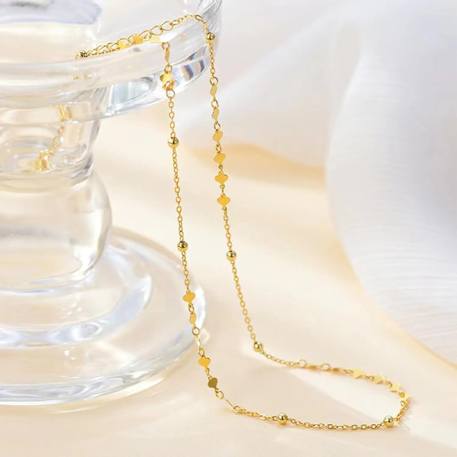 14K Gold/Silver Dainty Choker Necklaces for Women Adjustable Sparkling Stacking Necklaces Aesthetic Simple Chain Necklace Minimalist Jewelry Gifts for Mom Girlfriend