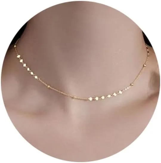 14K Gold/Silver Dainty Choker Necklaces for Women Adjustable Sparkling Stacking Necklaces Aesthetic Simple Chain Necklace Minimalist Jewelry Gifts for Mom Girlfriend