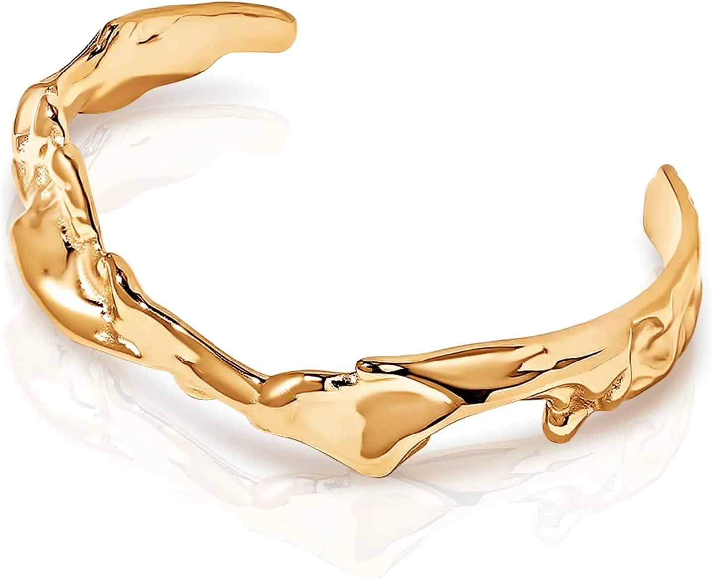 18K Gold-Plated Abstract Cuff Bracelet  Trendy Textured Bangle Jewelry for Women, Waterproof Plated Gold Bracelet for Women, Ideal for Womens Jewelry Collections and Everyday Style