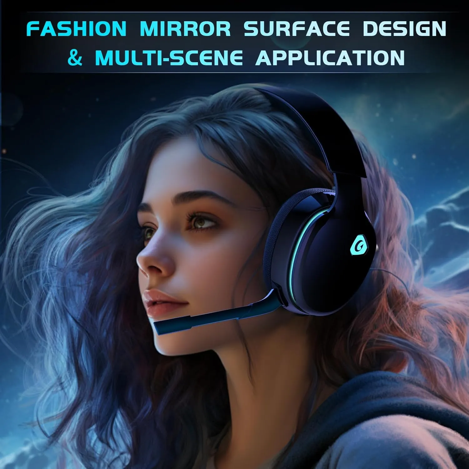 2.4GHz Wireless Gaming Headphones for PS5, PS4 Fortnite & Call of Duty/FPS Gamers, PC, Nintendo Switch, Bluetooth 5.3 Gaming Headset with Noise Canceling Mic, Stereo Sound, 40 Hr Battery -Black