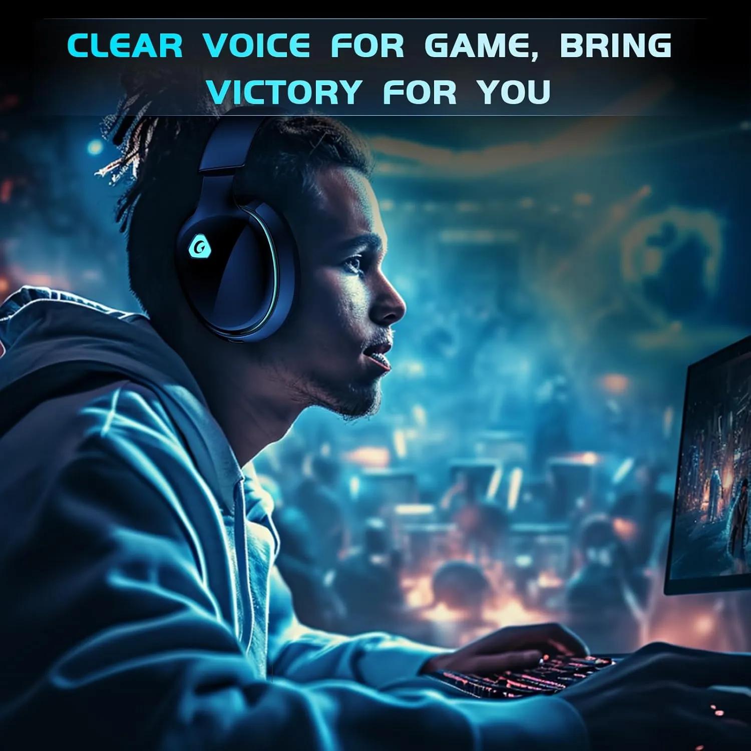 2.4GHz Wireless Gaming Headphones for PS5, PS4 Fortnite & Call of Duty/FPS Gamers, PC, Nintendo Switch, Bluetooth 5.3 Gaming Headset with Noise Canceling Mic, Stereo Sound, 40 Hr Battery -Black