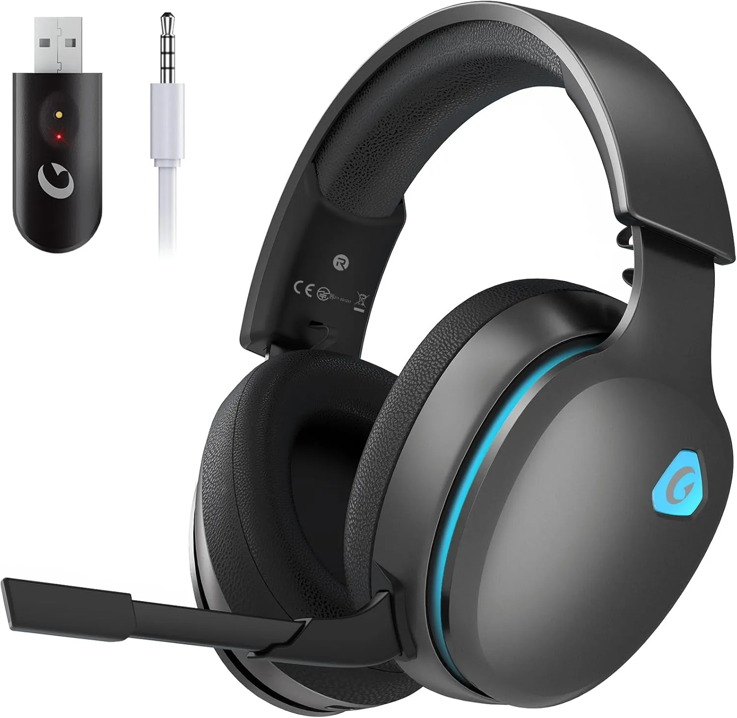 2.4GHz Wireless Gaming Headset for PS5, PS4 Fortnite & Call of Duty/FPS Gamers, PC, Nintendo Switch, 7.1 Surround Sound, Bluetooth 5.3 Gaming Headphones with ENC Mic, 40 Hr Battery - Space Gray