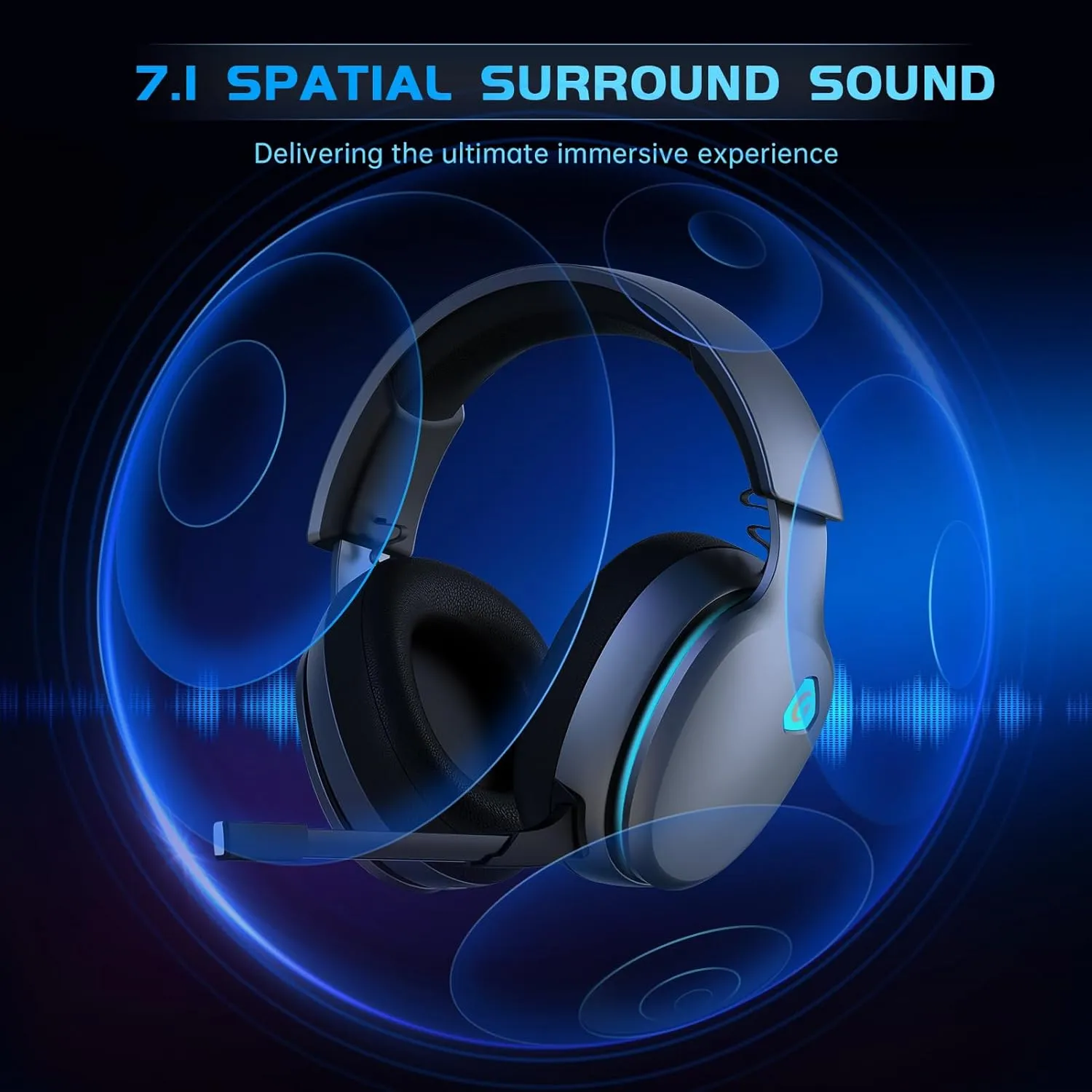 2.4GHz Wireless Gaming Headset for PS5, PS4 Fortnite & Call of Duty/FPS Gamers, PC, Nintendo Switch, 7.1 Surround Sound, Bluetooth 5.3 Gaming Headphones with ENC Mic, 40 Hr Battery - Space Gray