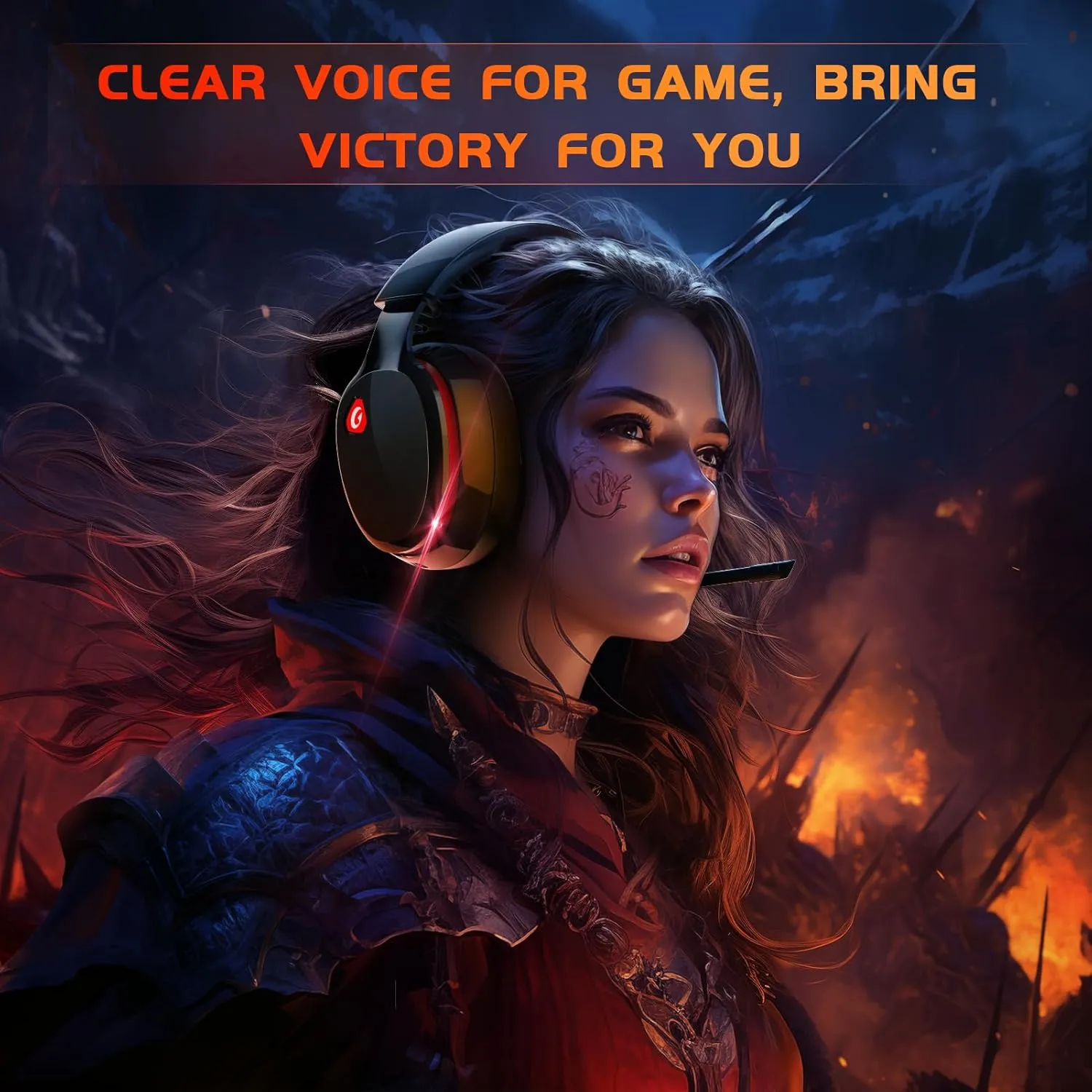 2.4GHz Wireless Gaming Headset for PS5, PS4 Fortnite & Call of Duty/FPS Gamers, PC, Nintendo Switch, Bluetooth 5.3 Gaming Headphones with Mic, Stereo Sound, Red Light -BlackRed