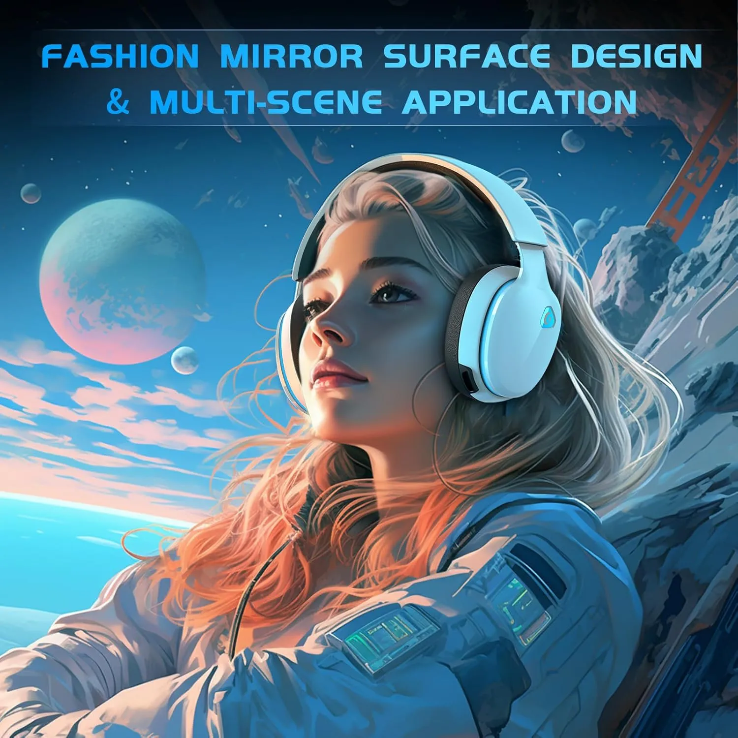2.4GHz Wireless Gaming Headset for PS5, PS4 Fortnite & Call of Duty/FPS Gamers, PC, Nintendo Switch, Bluetooth 5.3 Gaming Headphones with Noise Canceling Mic, Stereo Sound, 40 Hr Battery -White