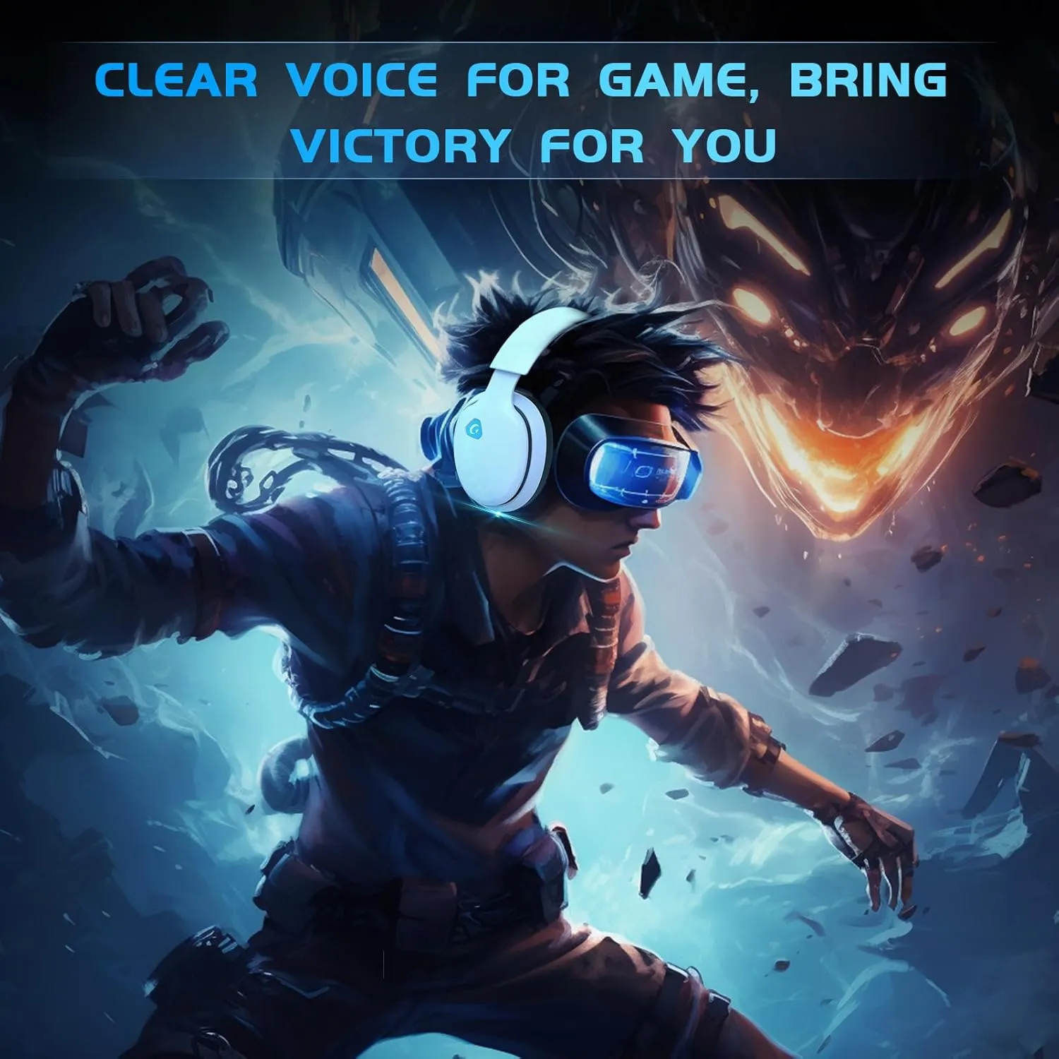 2.4GHz Wireless Gaming Headset for PS5, PS4 Fortnite & Call of Duty/FPS Gamers, PC, Nintendo Switch, Bluetooth 5.3 Gaming Headphones with Noise Canceling Mic, Stereo Sound, 40 Hr Battery -White
