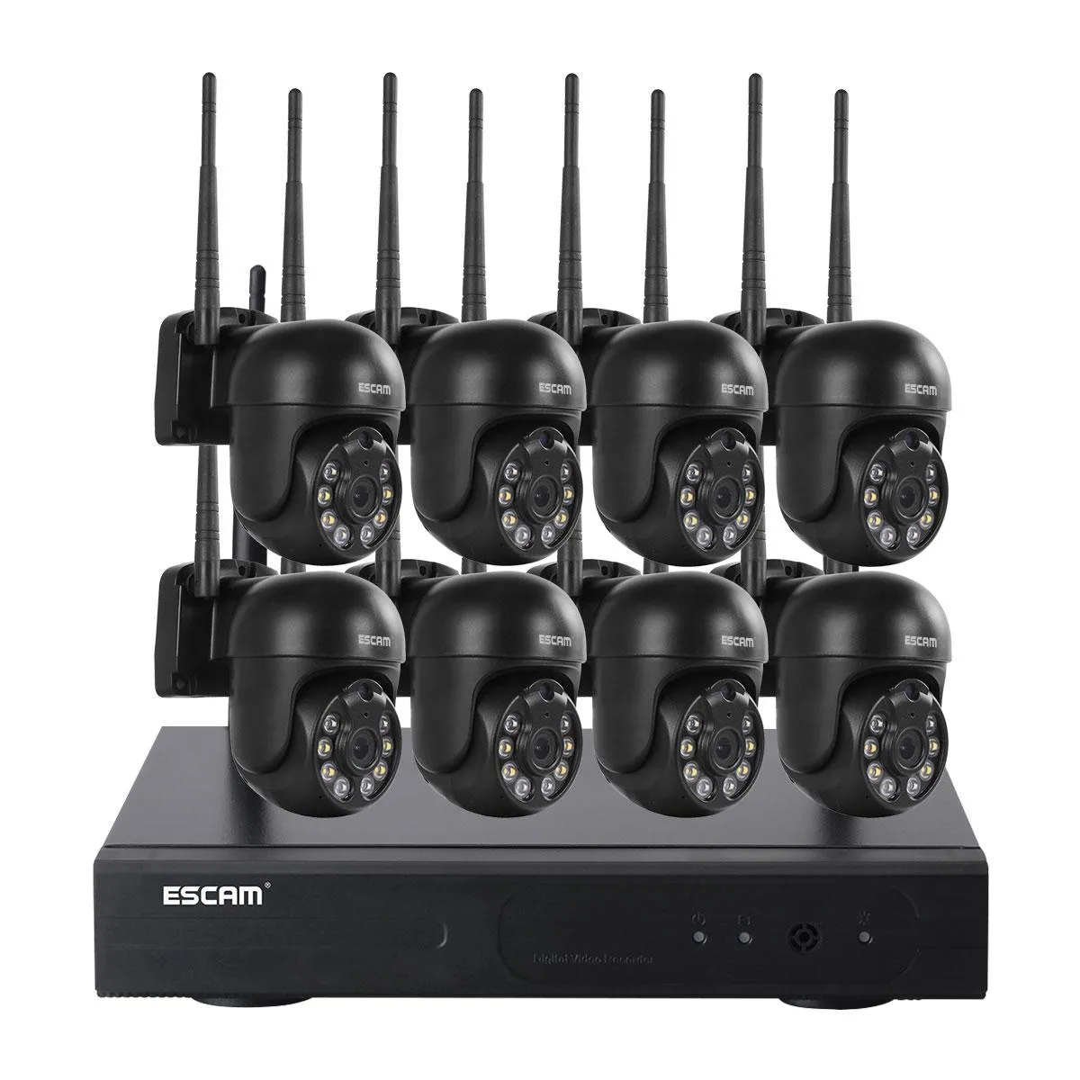 3.0 Million Pixels 8-Channel Wireless Dome Camera Hd Nvr Security System Support Motion Detection & Two-Way Audio & Full-Colour Night Vision & Tf Card