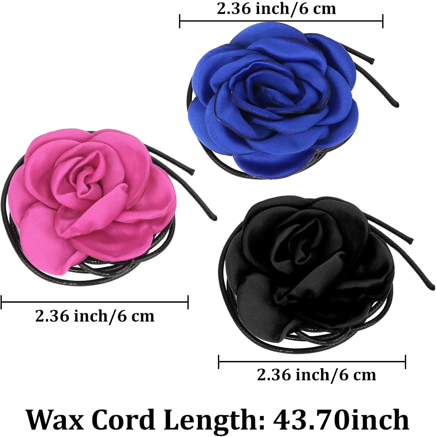 3Pc Flower Choker Necklace for Women Girls Rose Choker Flower Collar Necklace for Coquette Wedding Party