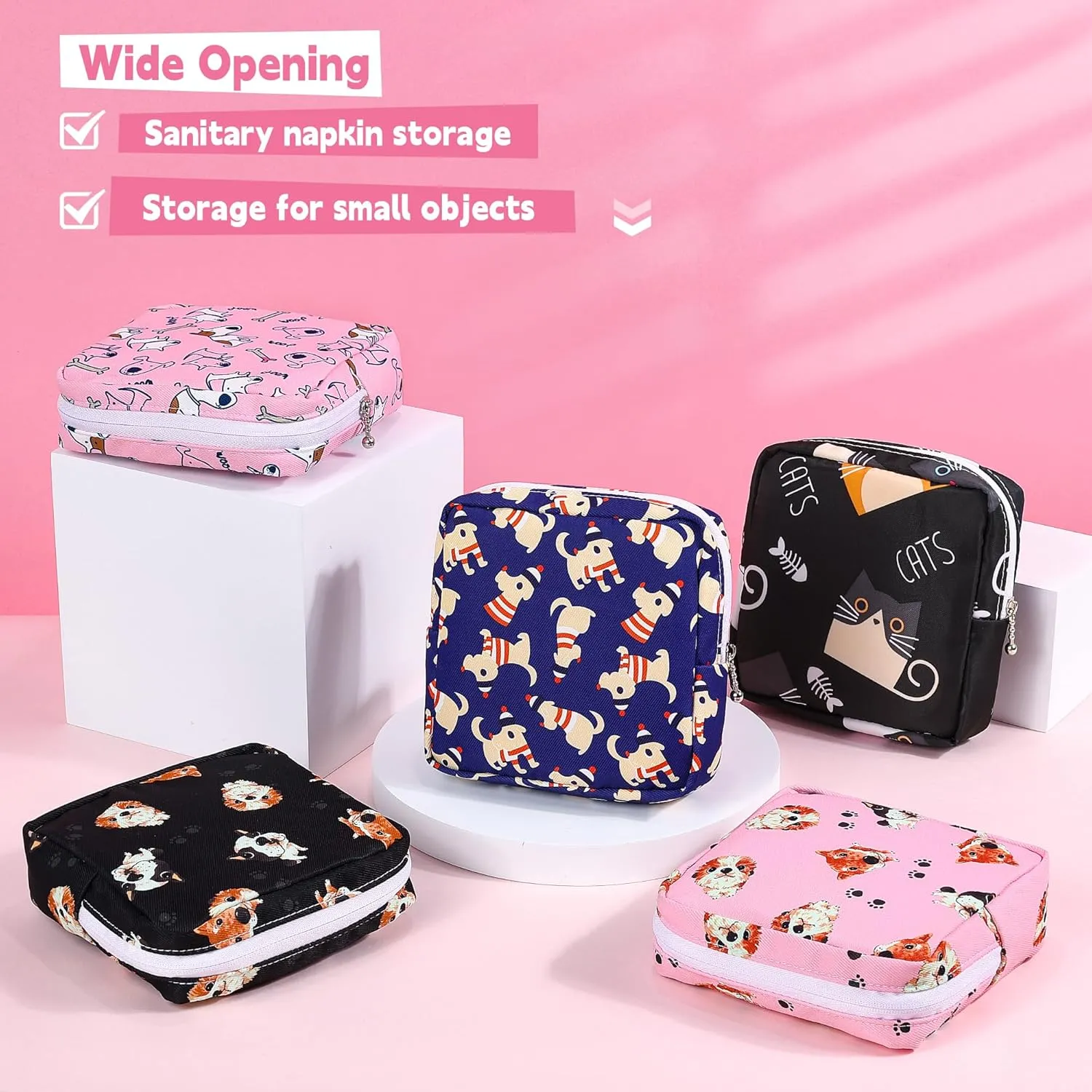 5.1" Mini Makeup Bag for Purse, Nylon Small Makeup Pouch Travel Cosmetic Make up Bags for Women Girls, Cute Preppy Mini Toiletry Bag Coin Pouch Period Bag(N0902 Blue)