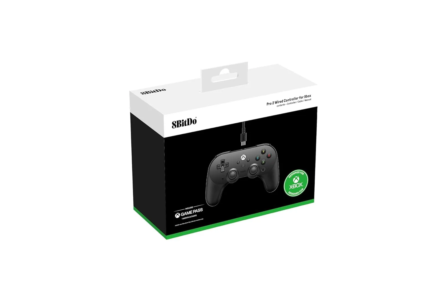 8Bitdo Pro 2 Wired Controller for Xbox, Hall Effect Joysticks and Hall Triggers, 3.5mm Audio Jack, Compatible with Xbox Series X|S, Xbox One, Windows 10/11 - Officially Licensed (Black)