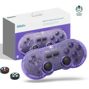 8Bitdo SN30 Pro Wireless Bluetooth Controller (Hall Effect Joystick Update) with Joysticks Rumble Vibration USB-C Cable Gamepad Compatible with Switch,Windows, Mac OS, Android, Steam (Crystal Purple)