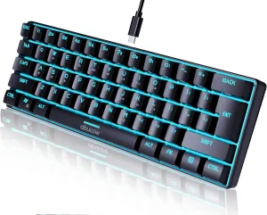 abucow Gaming Keyboard Minimalist Portable Wired Ultra-Compact Mini Imitation 61 Keys RGB Backlit Keyboard (Black)