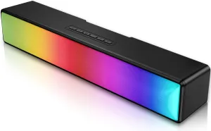 AFK Computer Speakers, Computer Sound Bar with RGB Lights, USB Powered PC Speakers with Stereo Sound, Bluetooth 5.1 and 3.5mm Aux-in,Gaming Speakers for Desktop