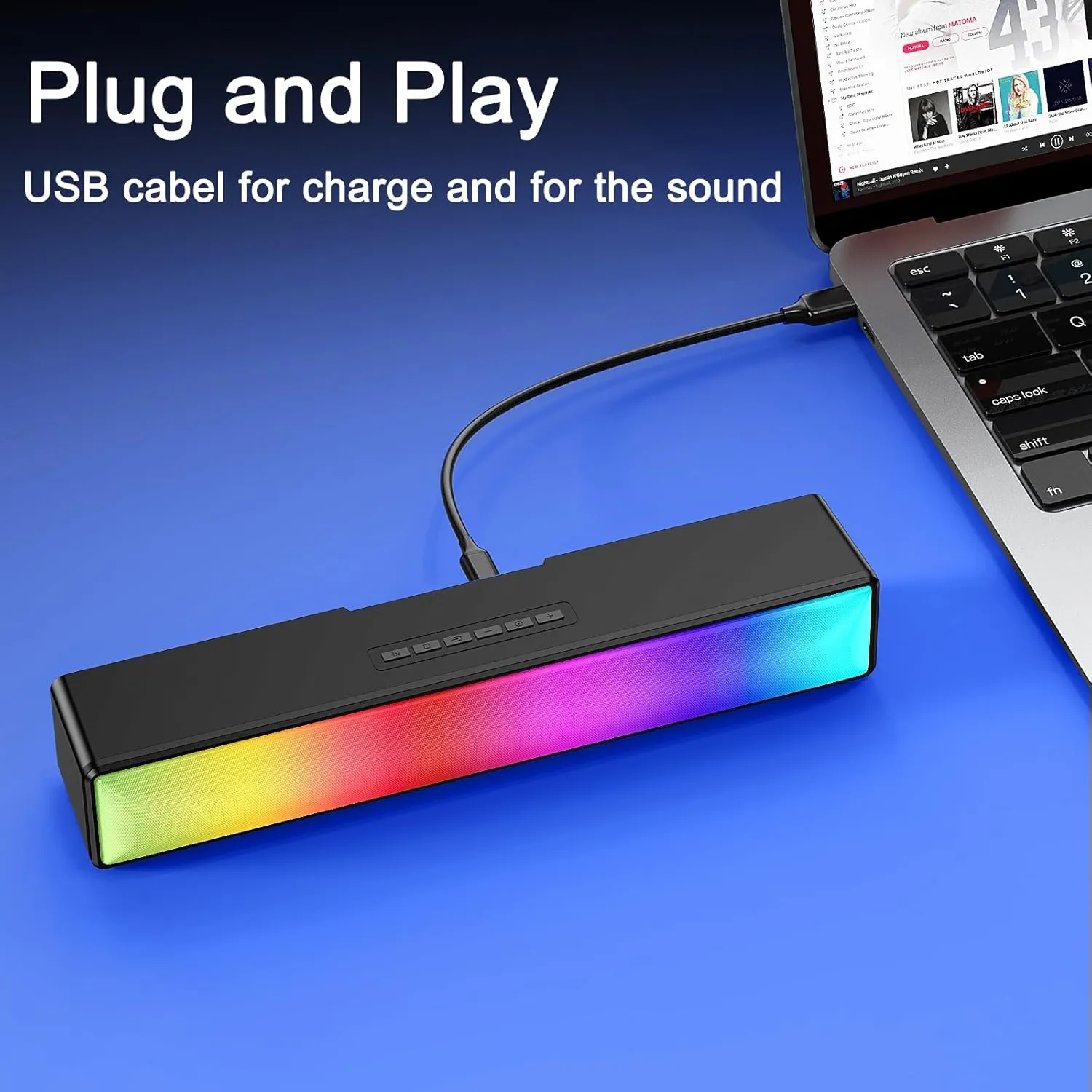 AFK Computer Speakers, Computer Sound Bar with RGB Lights, USB Powered PC Speakers with Stereo Sound, Bluetooth 5.1 and 3.5mm Aux-in,Gaming Speakers for Desktop