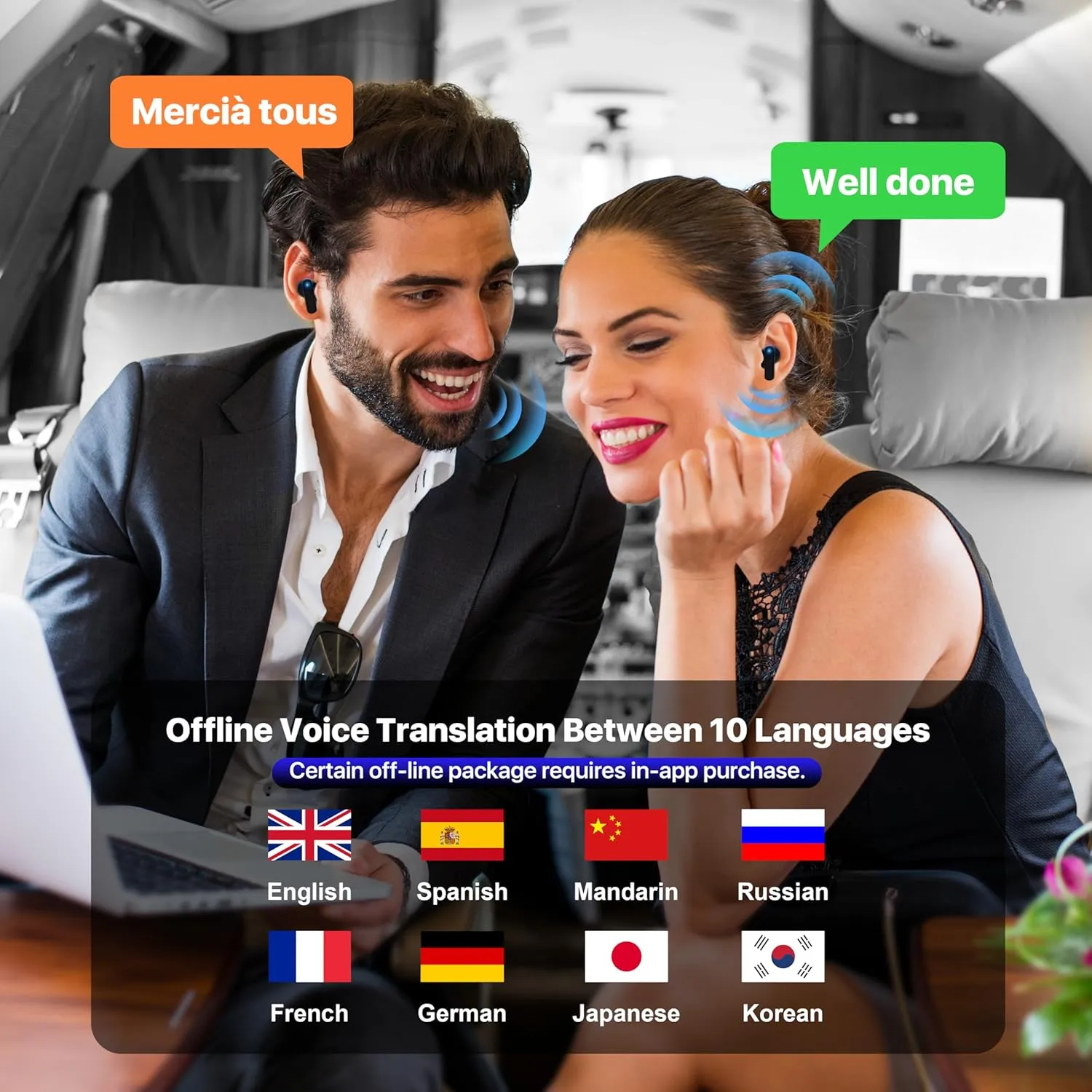 AI LCD Real Time Language Translator Earbuds, AI Language Translator Earphone 3-in-1 Accents & Long Battery Life Translation Earbuds TWS 144 Languages & 8 Offline for Travel Business(Black)