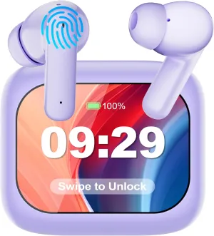 AI LCD Real Time Language Translator Earbuds, AI Language Translator Earphone 3-in-1 Accents & Long Battery Life Translation Earbuds TWS 144 Languages & 8 Offline for Travel Business(Purple)