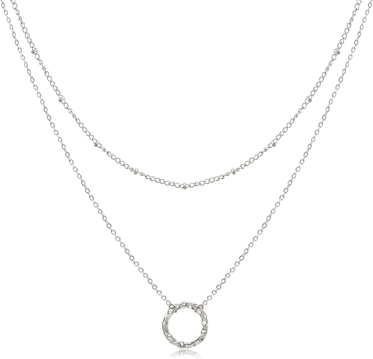 Aisansty Dainty Layered Choker Necklaces Handmade Coin Tube Star Pearl Pendant Multilayer Adjustable Layering Chain Gold Plated Necklaces Set for Women