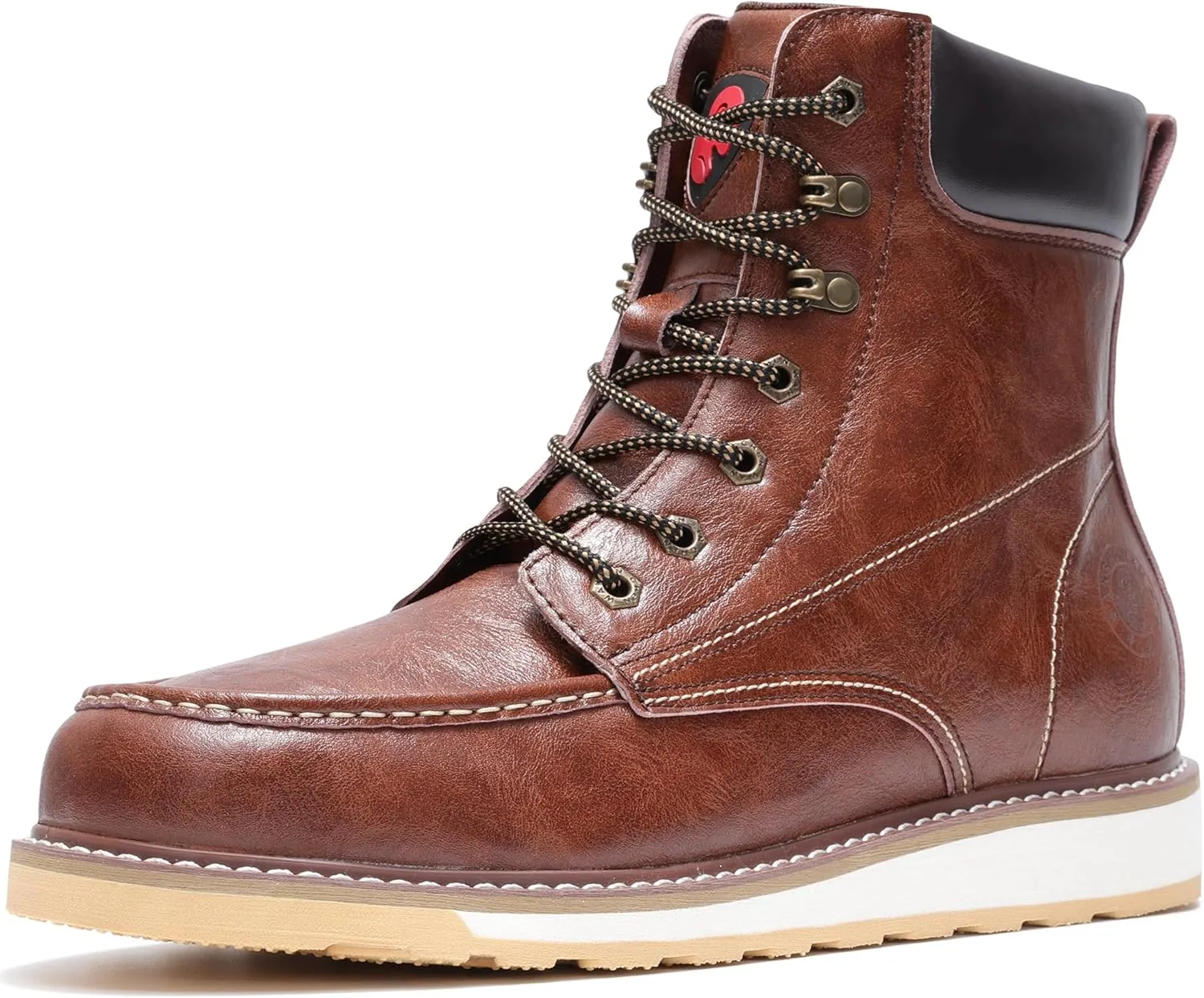 ANGRYRAM Steel Toe Work Boots for Men Comfortable Moc Toe Safety Boots,Waterproof Slip Puncture Resistant Industrial & Construction Work Boots