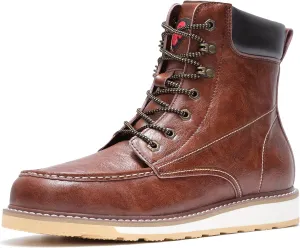 ANGRYRAM Steel Toe Work Boots for Men Comfortable Moc Toe Safety Boots,Waterproof Slip Puncture Resistant Industrial & Construction Work Boots