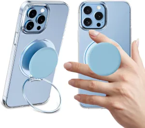 AUROX for MagSafe Phone Grip, Magnetic Phone Grips [Popup Comfortable Grip], Expandable Collapsible Mobile Phone Grip Stand Holder for Magsafe Kickstand, for iPhone 16 15 14 13 12 Series,Light Blue