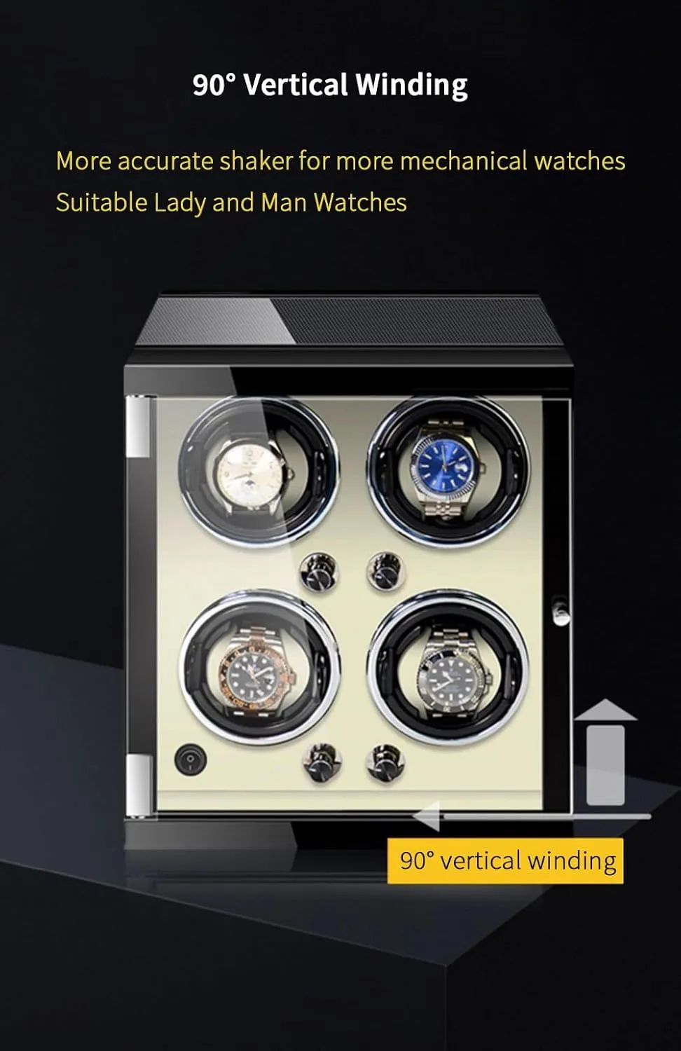Automatic Watch Winder Box for 12 Watches with Quiet Motor Luxury Mechanical Watch Storage Case 5 Rotation Mode Setting Fit Lady and Man Watches