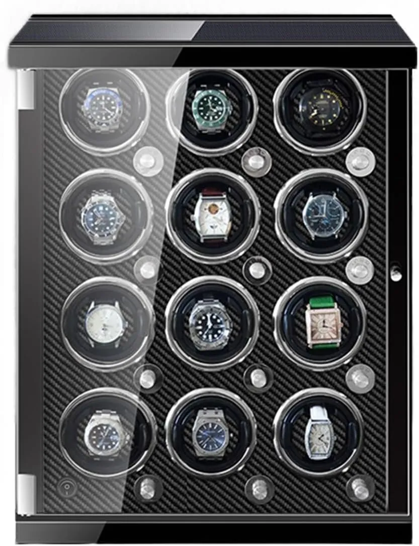 Automatic Watch Winder Box with Quiet Motor Luxury Mechanical Watch Storage Case 5 Rotation Mode Setting Fit Lady and Man Watches (C 12 0)