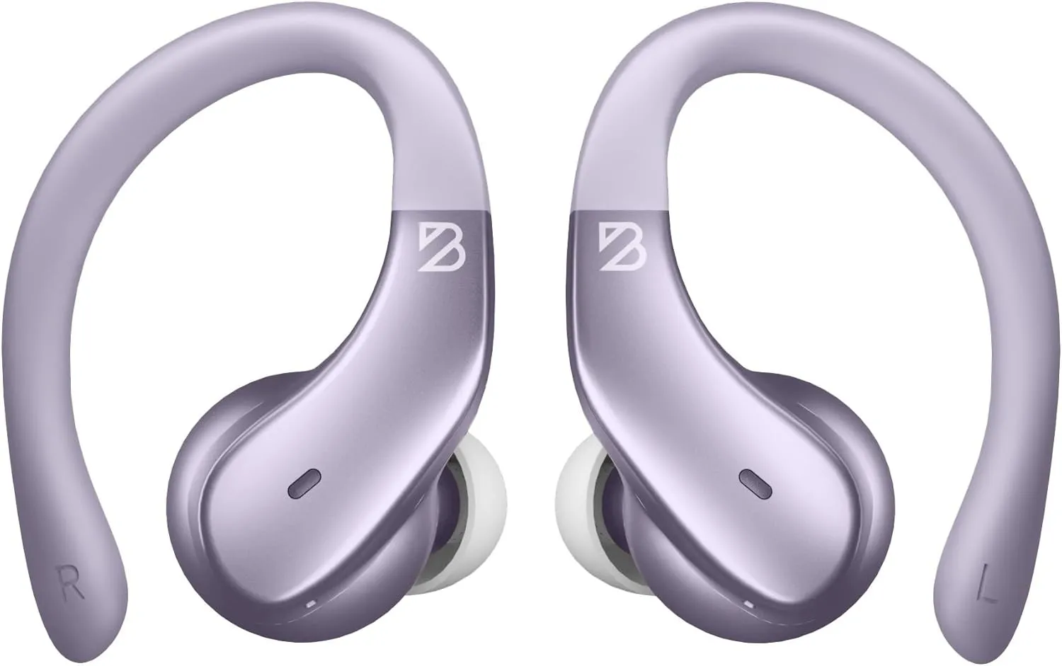 Back Bay Audio Runner 40 - Secure-Fit Wireless Earbuds, Running Bluetooth Earphones for Women and Men, Purple Deep Bass Wrap Around Earbuds for Small Ear Canals with EarHooks, Light Over The Ear Buds