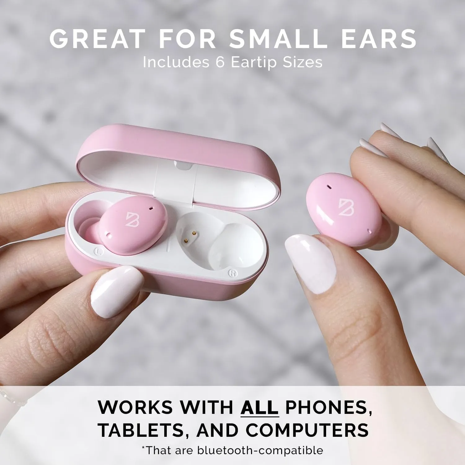Back Bay Audio Tempo 30 Wireless Earbuds for Small Ears - Award-Winning Sound, Sweatproof Bluetooth Earbuds, Comfortable Ear Buds for Women, Pink Earphones Small Ear Canals, Long Battery Headphones