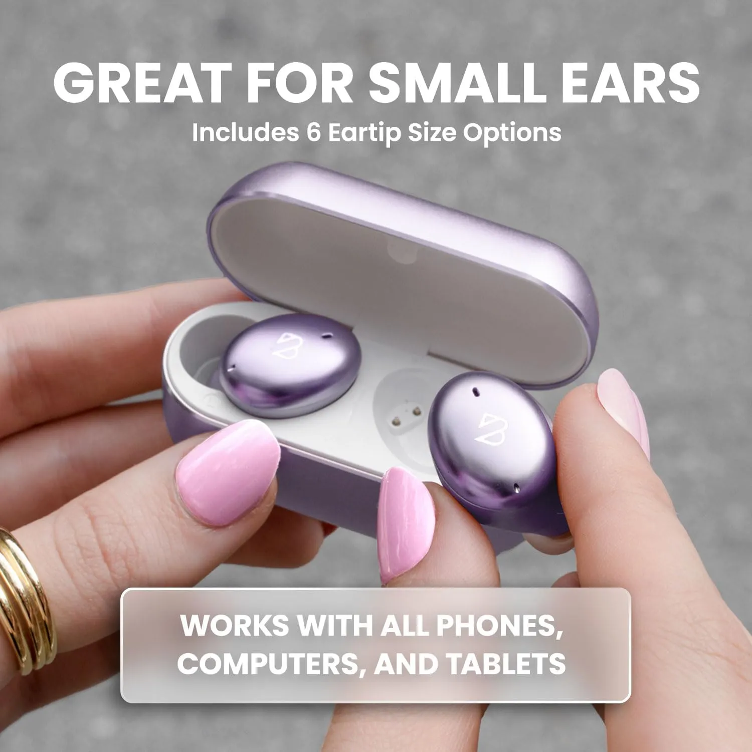 Back Bay Audio Tempo 30 Wireless Earbuds for Small Ears - Award-Winning Sound, Sweatproof Bluetooth Earbuds, Comfortable Ear Buds for Women, Purple Earphones Small Ear Canals, Long Battery Headphones