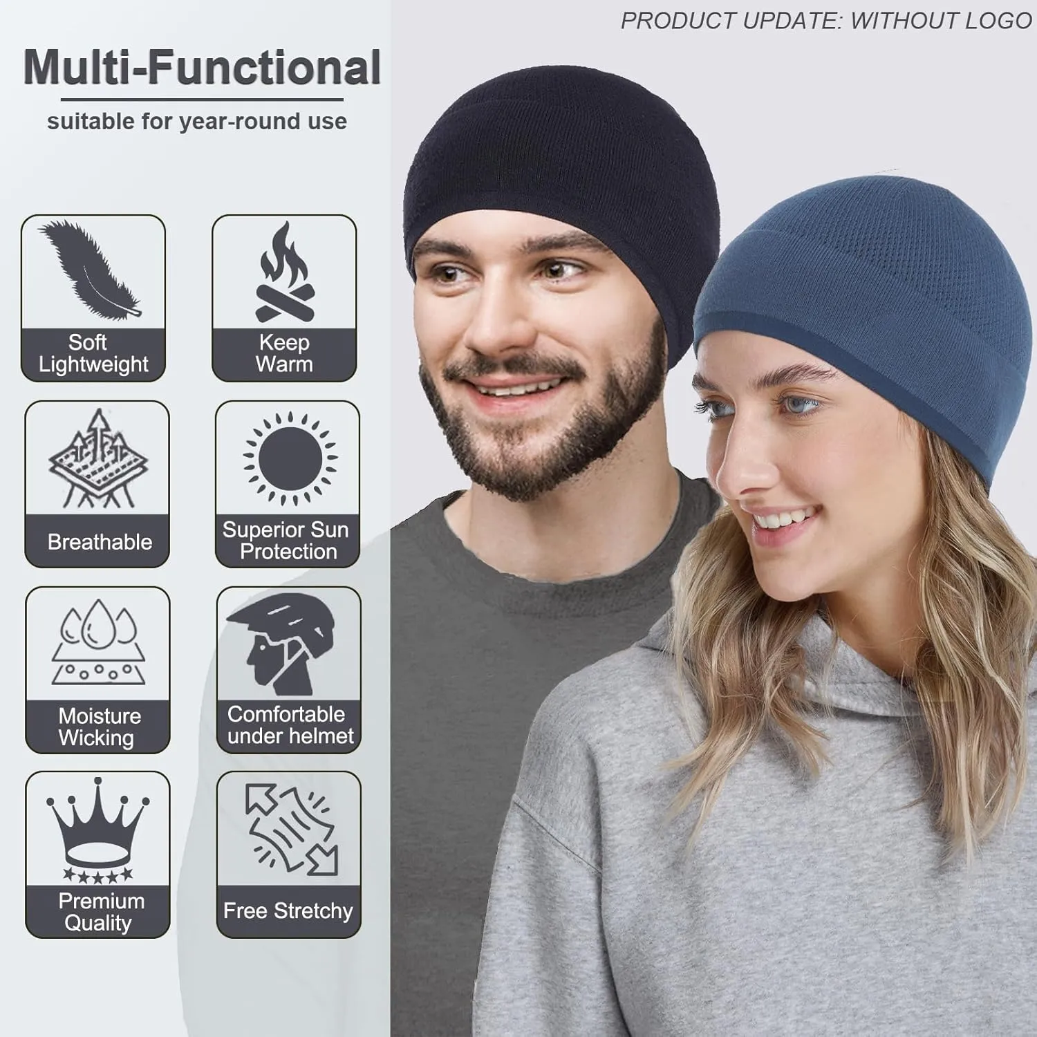 Bamboo Lightweight Skull Cap Beanie Hat for Men Women, Soft and Comfy Sleep Cap Watch Hat