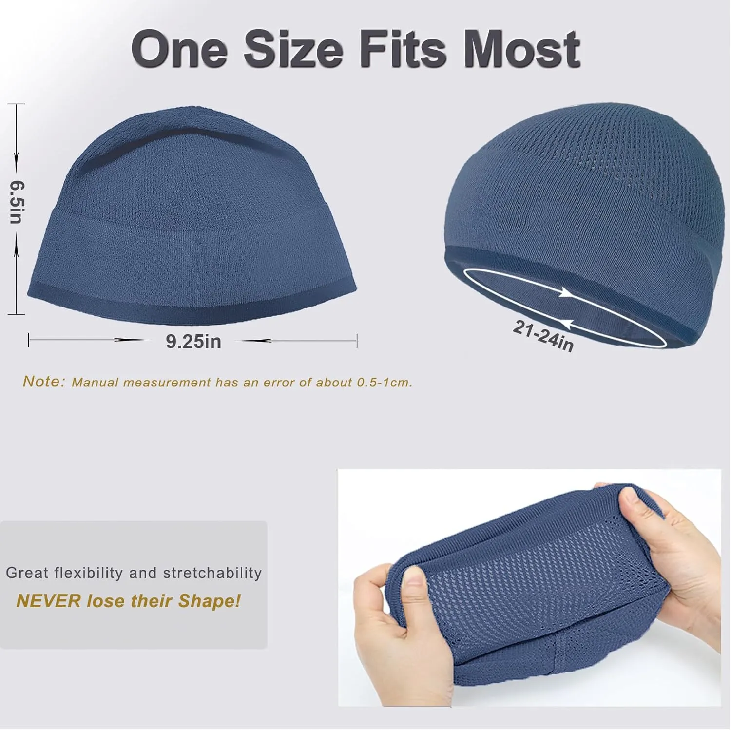 Bamboo Lightweight Skull Cap Beanie Hat for Men Women, Soft and Comfy Sleep Cap Watch Hat