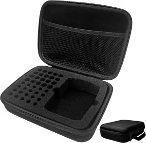 Battery Organizer Storage Bag, Safe Neat Shockproof Hard Portable Batteries Case, Holds 40 AA and AAA Batteries with Mesh Pocket for Chargers