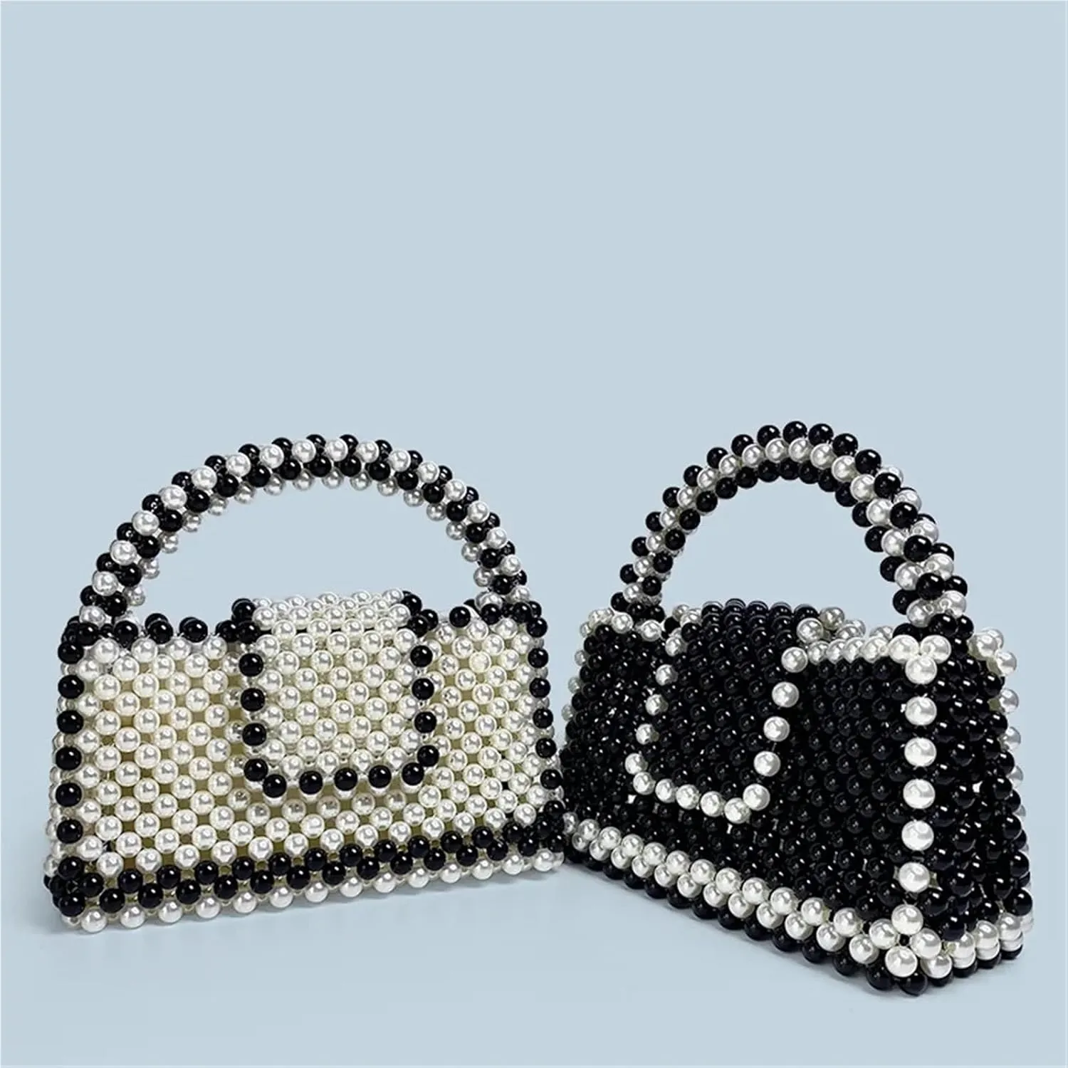 Beaded Evening Bag Beaded Evening Bag, Pure Handmade Bead Color Blocked Flip Handbag