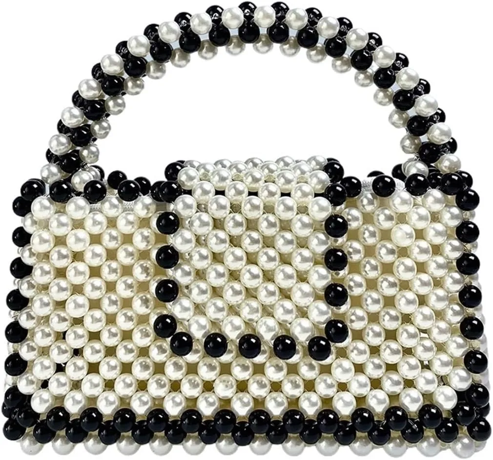 Beaded Evening Bag Beaded Evening Bag, Pure Handmade Bead Color Blocked Flip Handbag