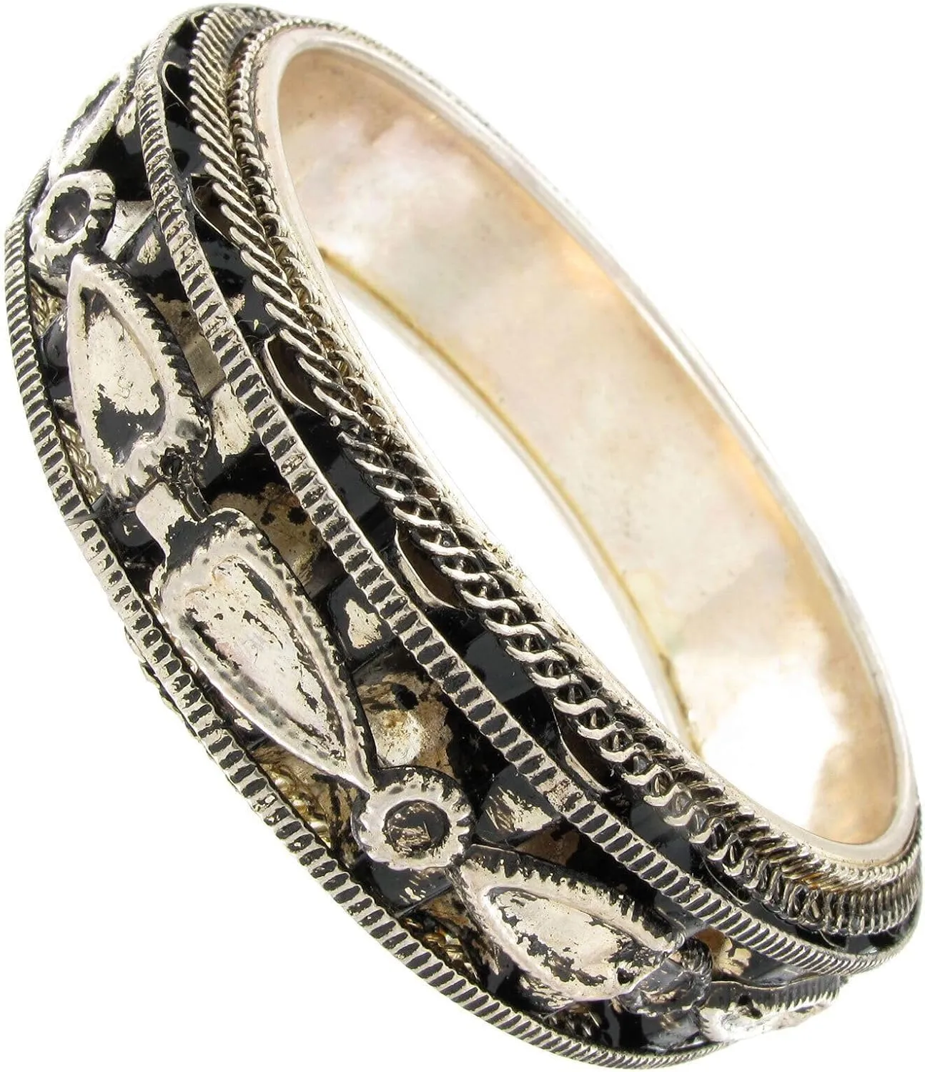 Bedouin Bohemian Antiqued Silver Tone Textured Round Bangle Bracelet For Women Fashion Bracelets for Women Trendy Accessories for Women Stylish Additions
