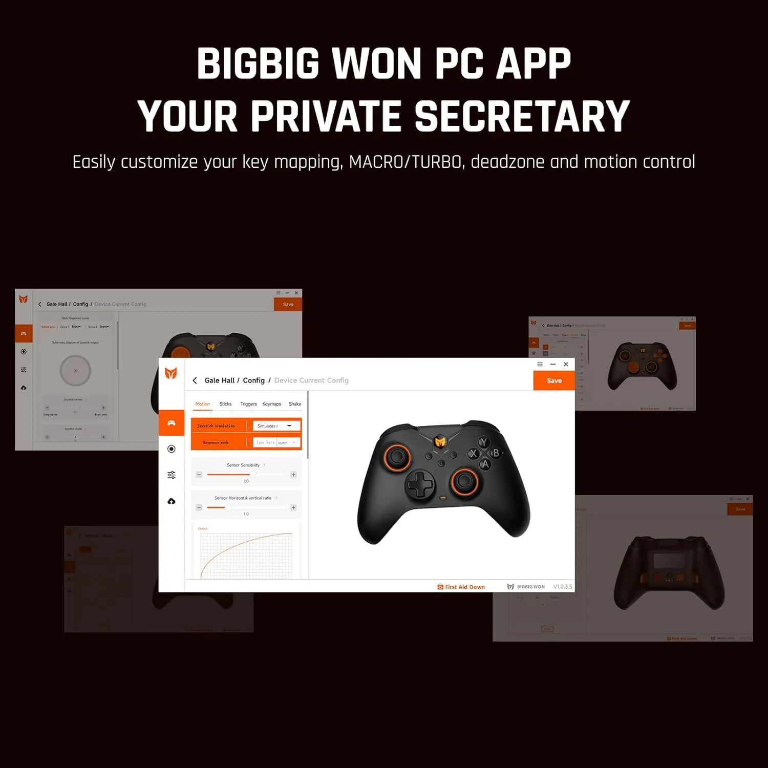 BIGBIG WON Wireless Controllers, Gale Hall PC Controllers Motion Control, Hall Joysticks&Triggers, PC App Game Controllers for Switch/PC/iOS/Android Wireless Gaming Controller