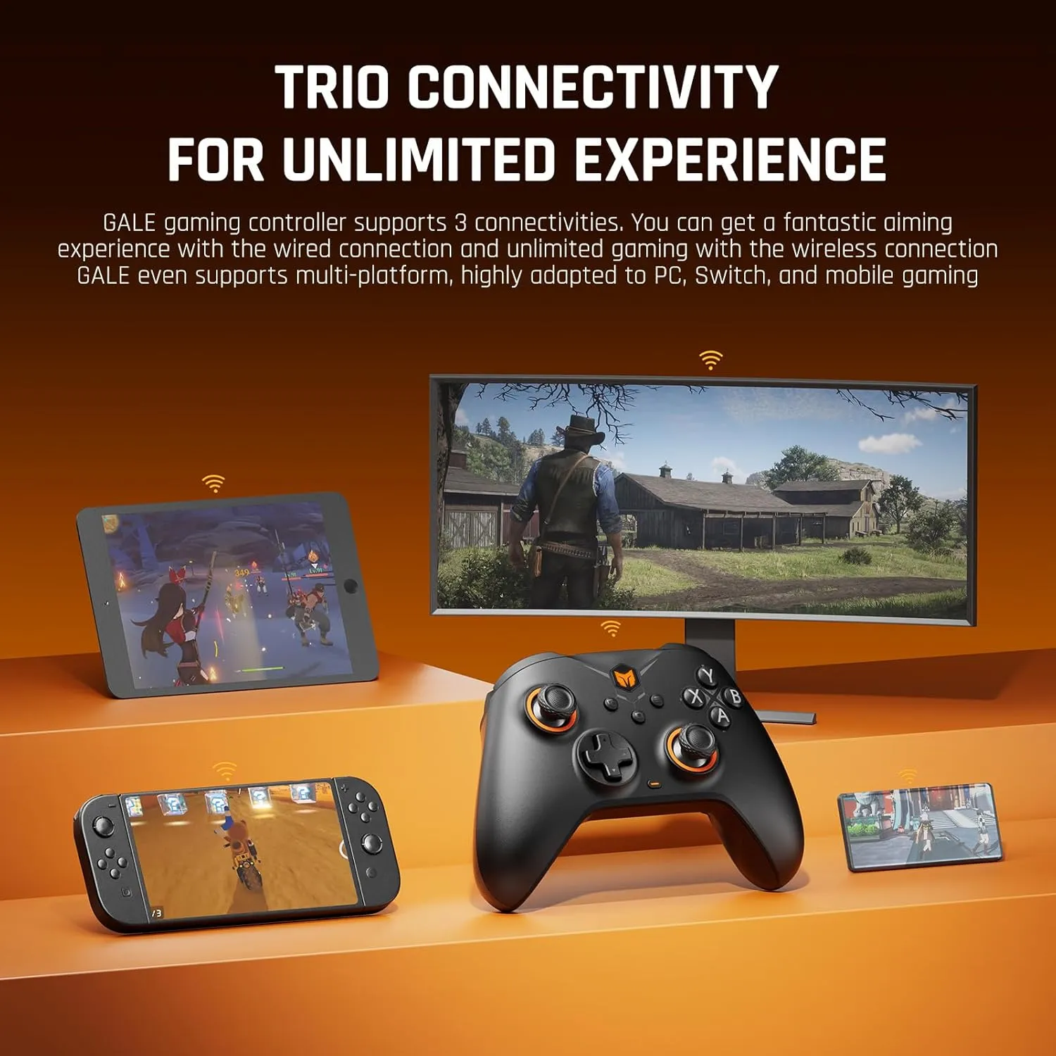 BIGBIG WON Wireless Controllers, Gale Hall PC Controllers Motion Control, Hall Joysticks&Triggers, PC App Game Controllers for Switch/PC/iOS/Android Wireless Gaming Controller