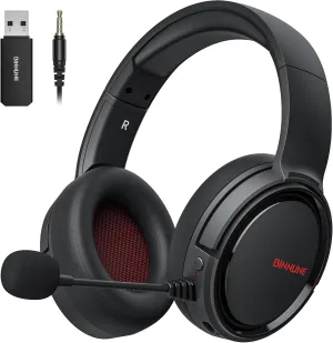 BINNUNE Wireless Gaming Headset, 2.4GHz Gaming Headphones for PS4, PS5, NS, Bluetooth 5.3 Headphones with 40Hr Battery, Noise Canceling Microphone, Stereo Sound for Laptop, Mobile, Mac - Red