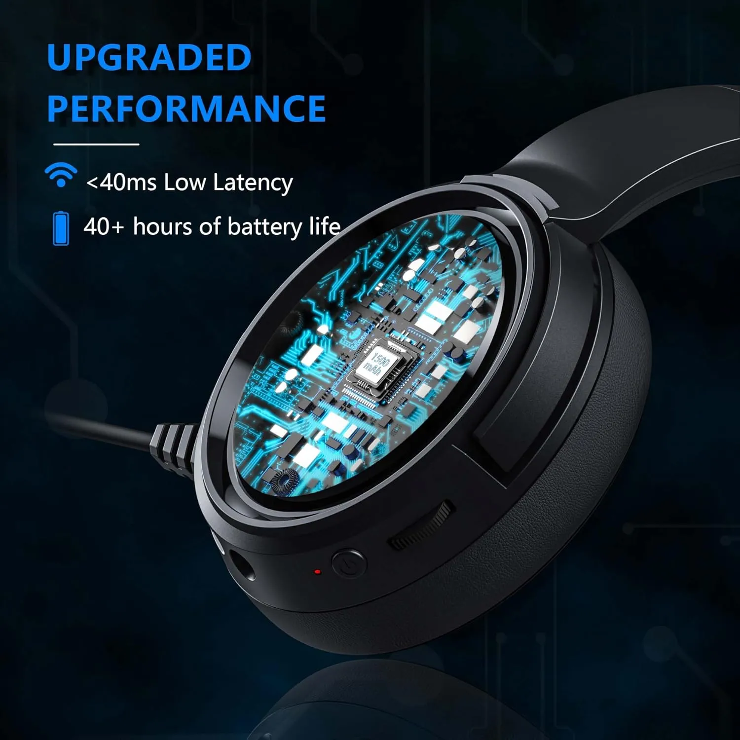 BINNUNE Wireless Gaming Headset, 2.4GHz Gaming Headphones for PS4, PS5, PC, NS, Bluetooth 5.3 Headphones with 40Hr Battery, Noise Canceling Microphone, Stereo Sound for Laptop, Mobile, Mac - Blue