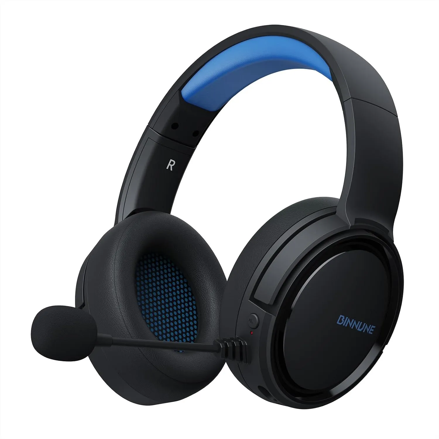 BINNUNE Wireless Gaming Headset, 2.4GHz Gaming Headphones for PS4, PS5, PC, NS, Bluetooth 5.3 Headphones with 40Hr Battery, Noise Canceling Microphone, Stereo Sound for Laptop, Mobile, Mac - Blue