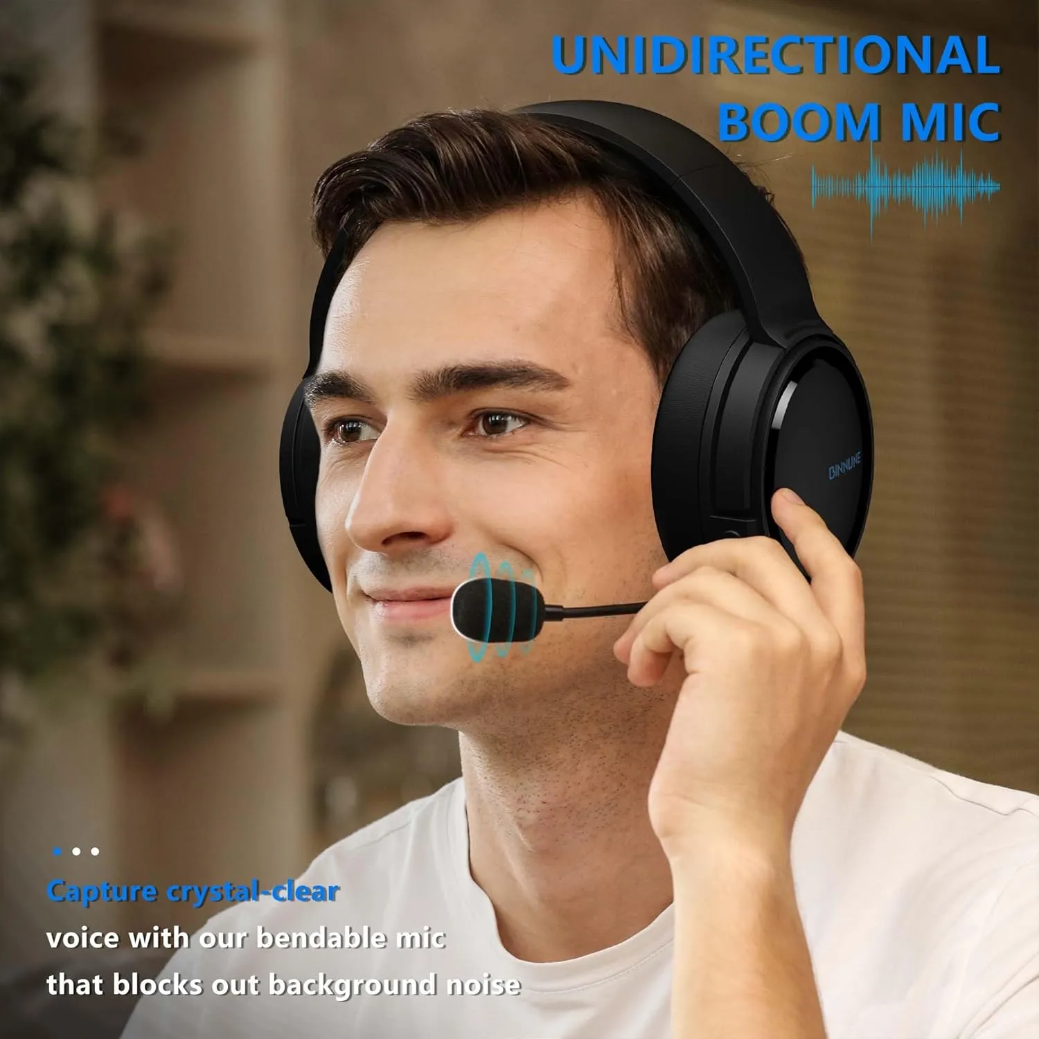 BINNUNE Wireless Gaming Headset, 2.4GHz Gaming Headphones for PS4, PS5, PC, NS, Bluetooth 5.3 Headphones with 40Hr Battery, Noise Canceling Microphone, Stereo Sound for Laptop, Mobile, Mac - Blue