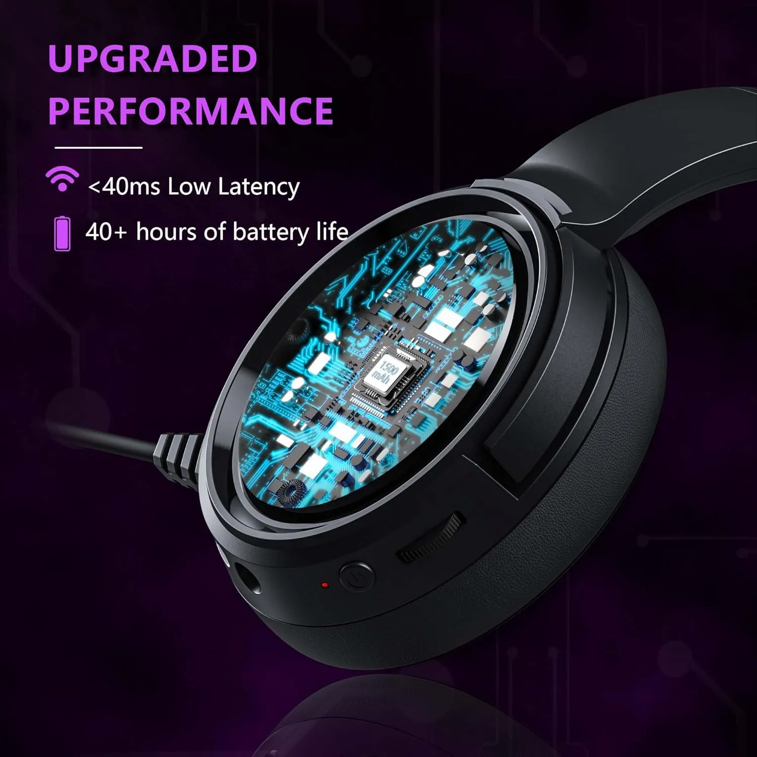 BINNUNE Wireless Gaming Headset, 2.4GHz Gaming Headphones for PS4, PS5, PC, NS, Bluetooth 5.3 Headphones with 40Hr Battery, Noise Canceling Microphone, Stereo Sound for Laptop, Mobile, Mac - Purple