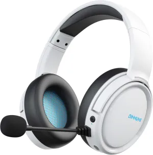 BINNUNE Wireless Gaming Headset, 2.4GHz Gaming Headphones for PS4, PS5, PC, NS, Bluetooth 5.3 Headphones with 40Hr Battery, Noise Canceling Microphone, Stereo Sound for Laptop, Mobile, Mac - White