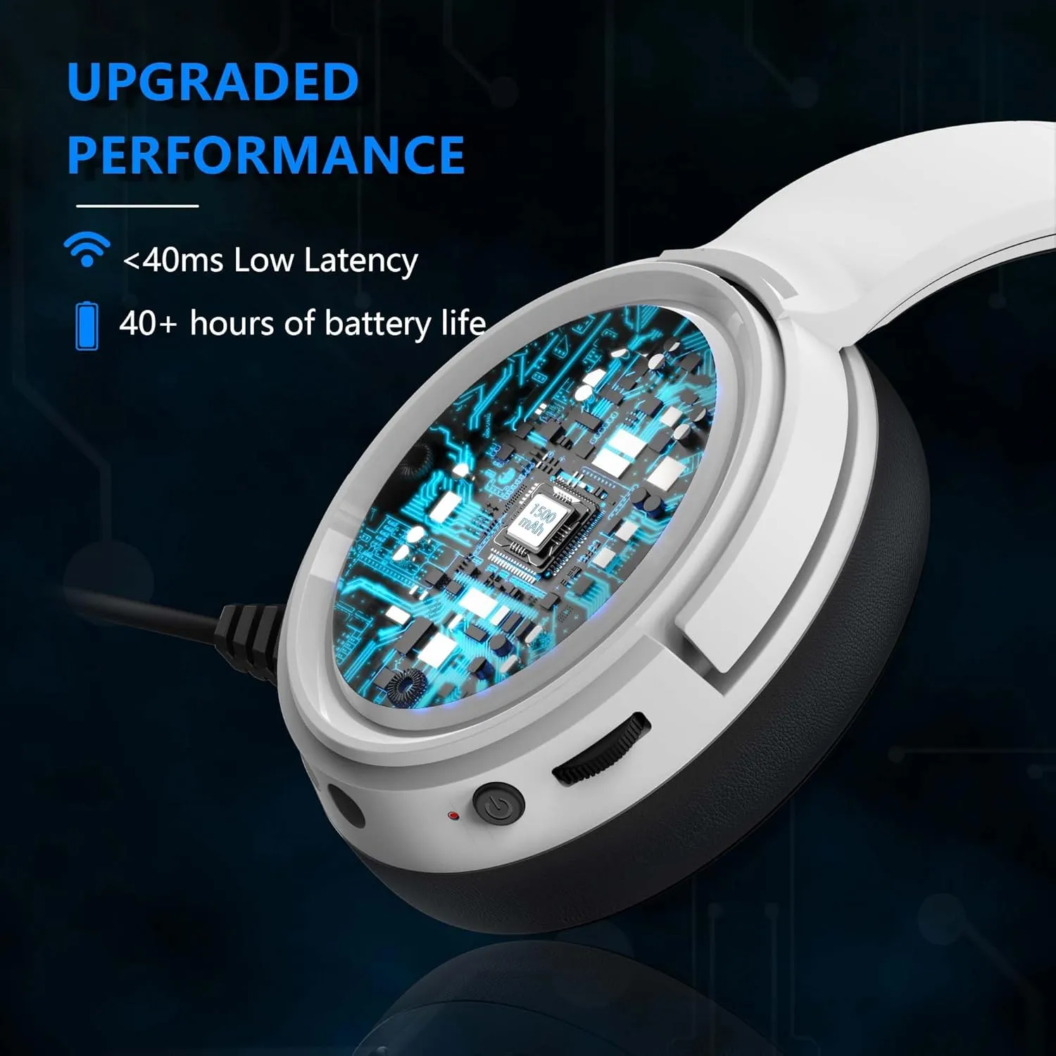 BINNUNE Wireless Gaming Headset, 2.4GHz Gaming Headphones for PS4, PS5, PC, NS, Bluetooth 5.3 Headphones with 40Hr Battery, Noise Canceling Microphone, Stereo Sound for Laptop, Mobile, Mac - White