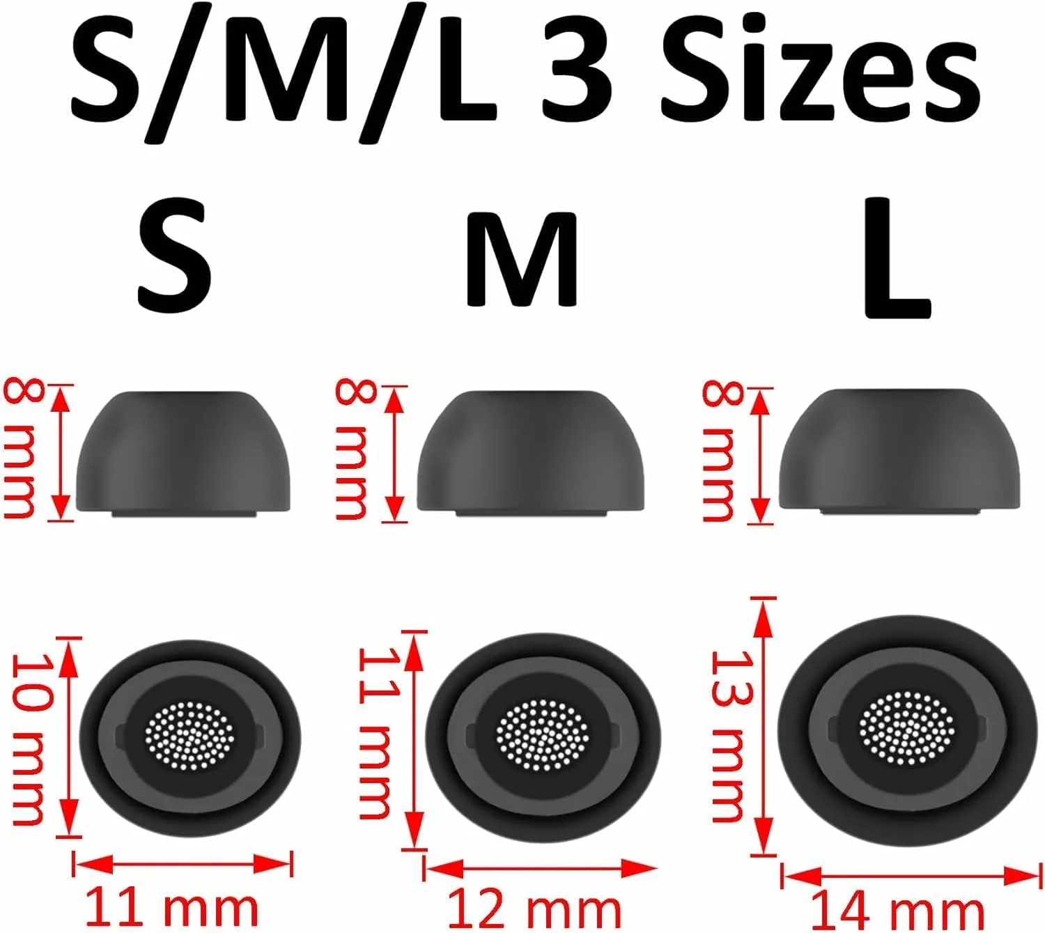 BLUEWALL Ear Tips Compatible with Galaxy Buds 3 Pro Earbuds SM-R630NZAEXAR, 6 Pairs S/M/L Sizes Replacement Silicone Earbuds Tips, Compatible with Galaxy Buds 3 Pro SM-R630 6 Pairs Gray