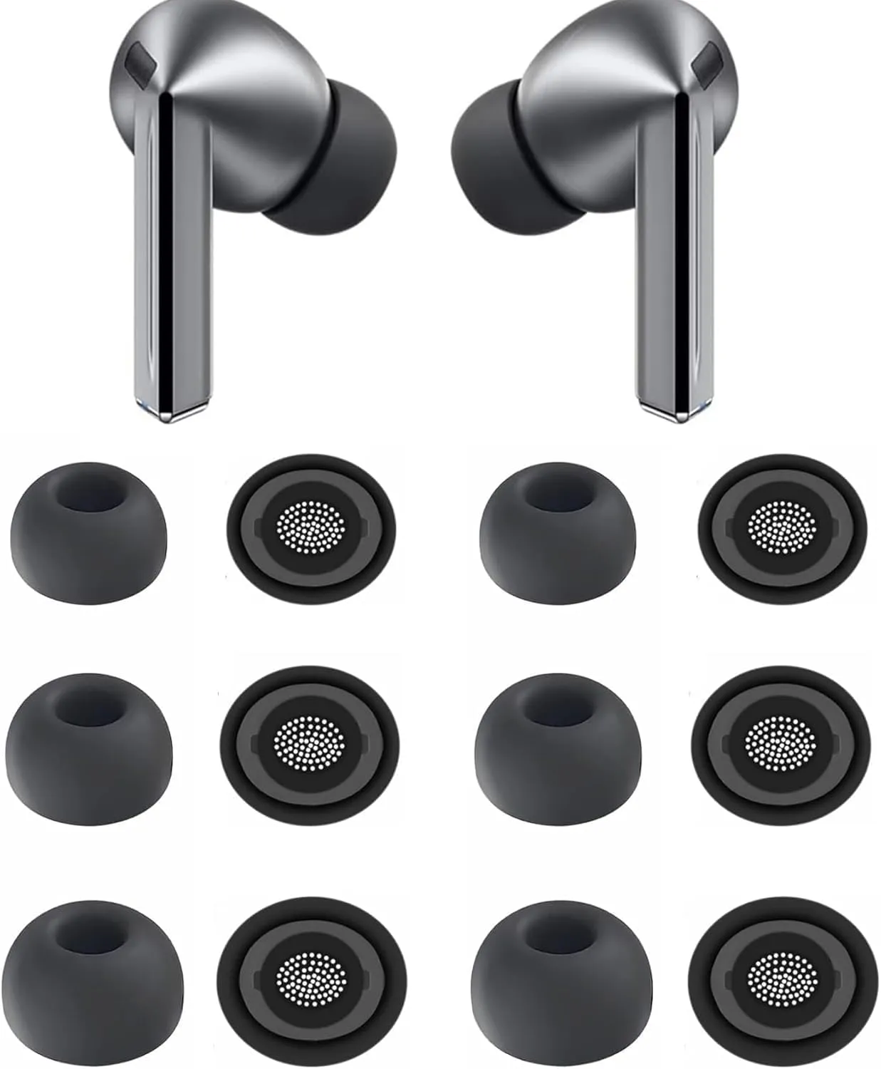 BLUEWALL Ear Tips Compatible with Galaxy Buds 3 Pro Earbuds SM-R630NZAEXAR, 6 Pairs S/M/L Sizes Replacement Silicone Earbuds Tips, Compatible with Galaxy Buds 3 Pro SM-R630 6 Pairs Gray