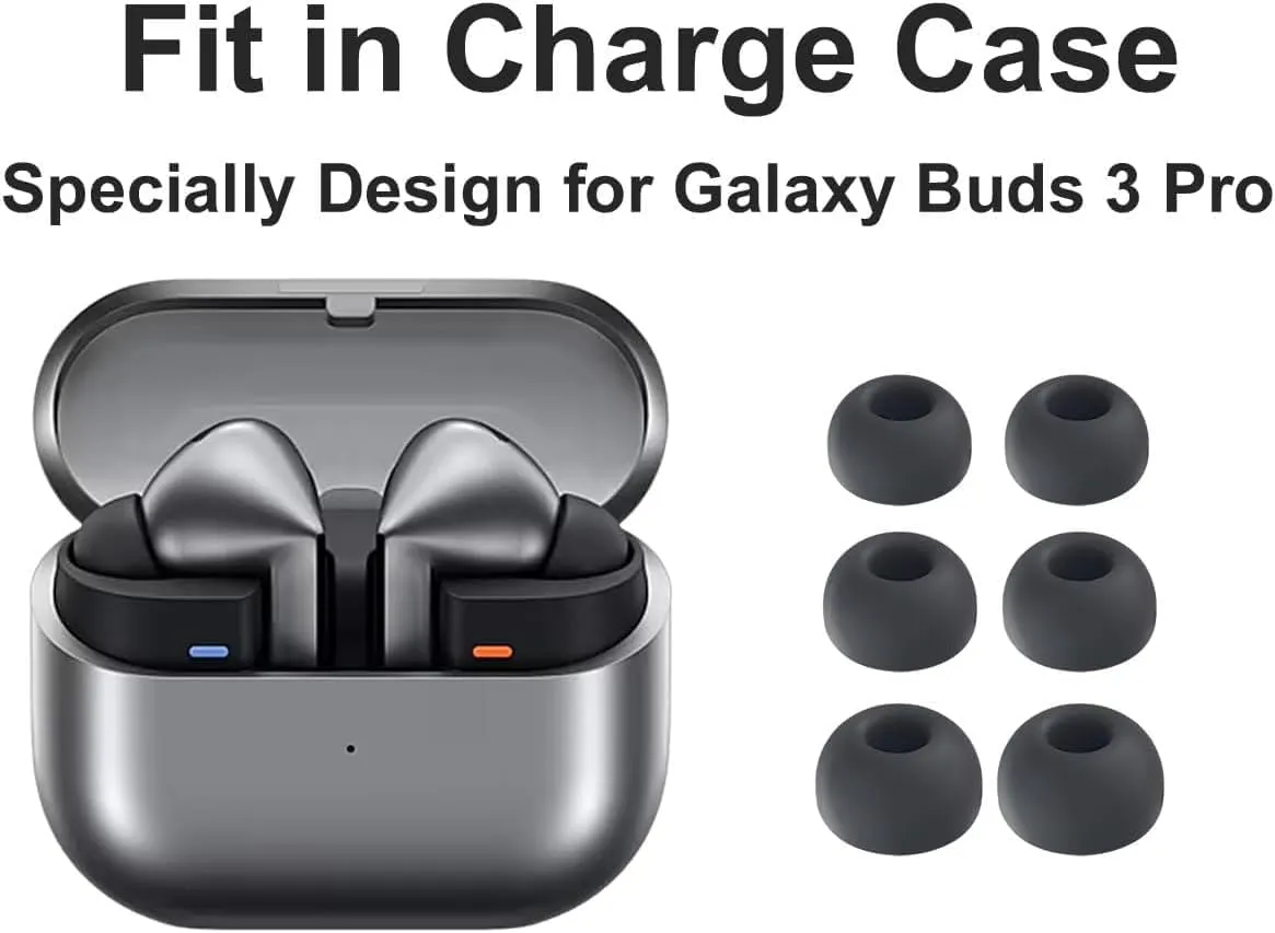 BLUEWALL Ear Tips Compatible with Galaxy Buds 3 Pro Earbuds SM-R630NZAEXAR, 6 Pairs S/M/L Sizes Replacement Silicone Earbuds Tips, Compatible with Galaxy Buds 3 Pro SM-R630 6 Pairs Gray